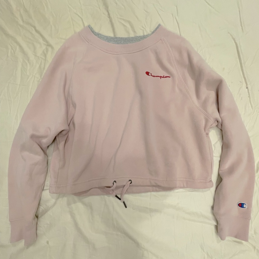 champion cropped baby pink crew neck
